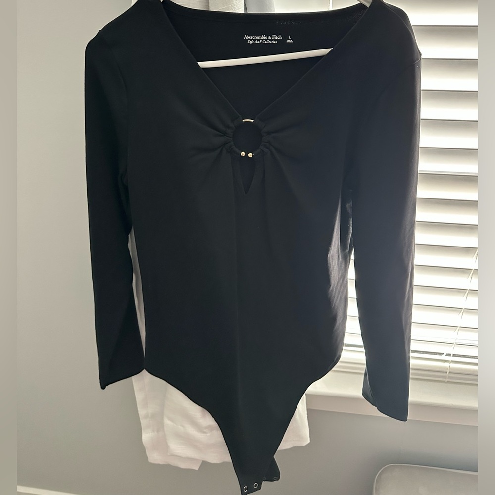 Abercrombie & Fitch Black Long Sleeve Bodysuit